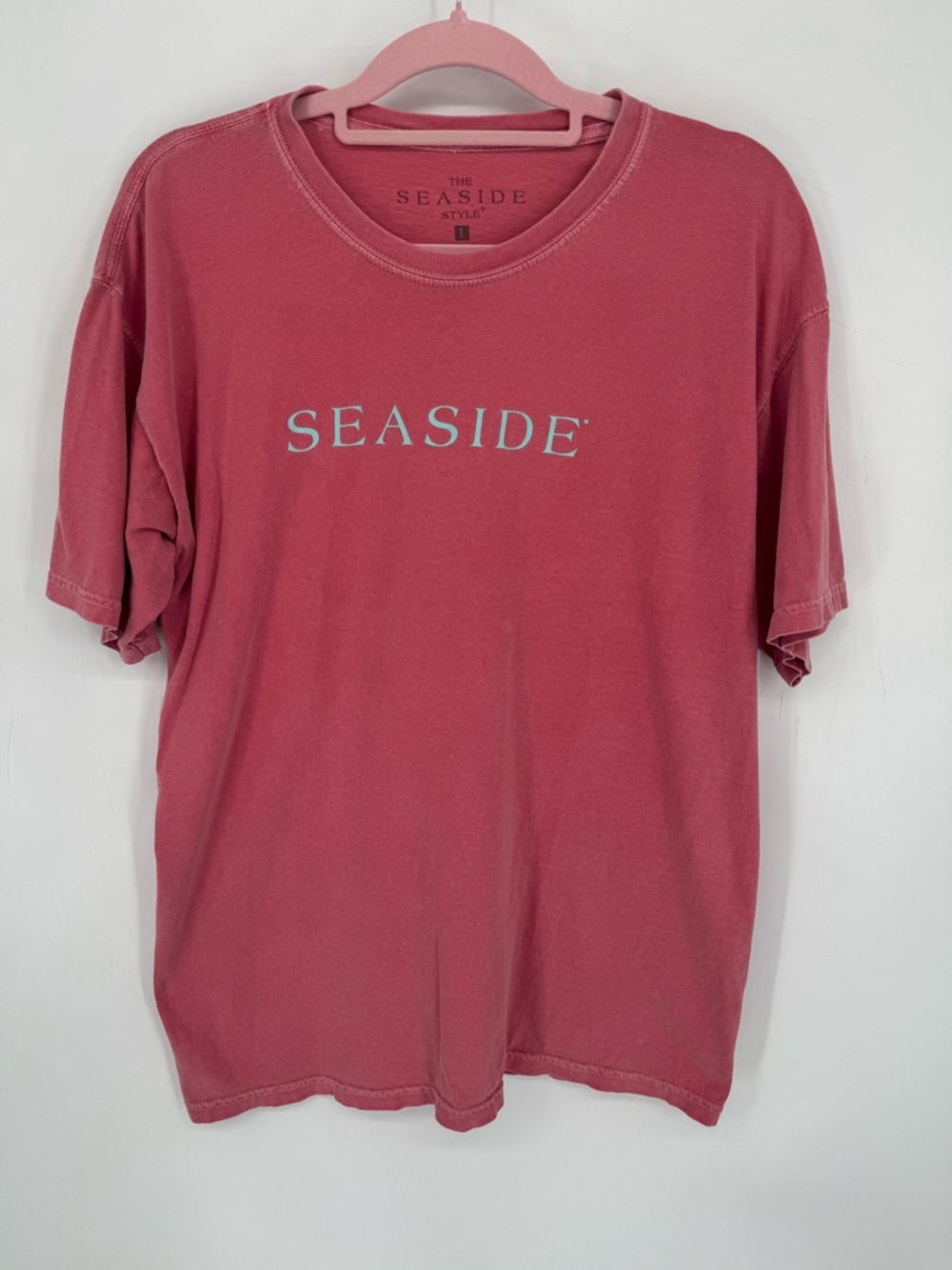 The Seaside Style Dusty Rose Crew Neck Tee Size Large 100% Cotton